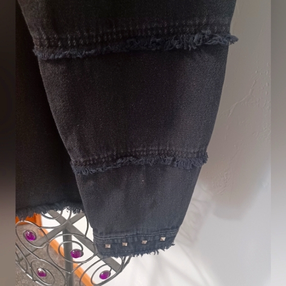 Zara Black Jean Jacket with Studded Details - Picture 8 of 12